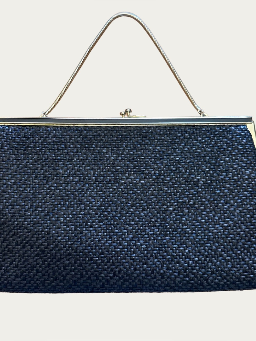 HL USA Vintage Romantic Dreamy Black Woven Textured Clutch Handbag